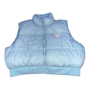 PINK Victoria’s Secret Light Blue Cropped Puffer Vest size XXL (SEE DAMAGE)